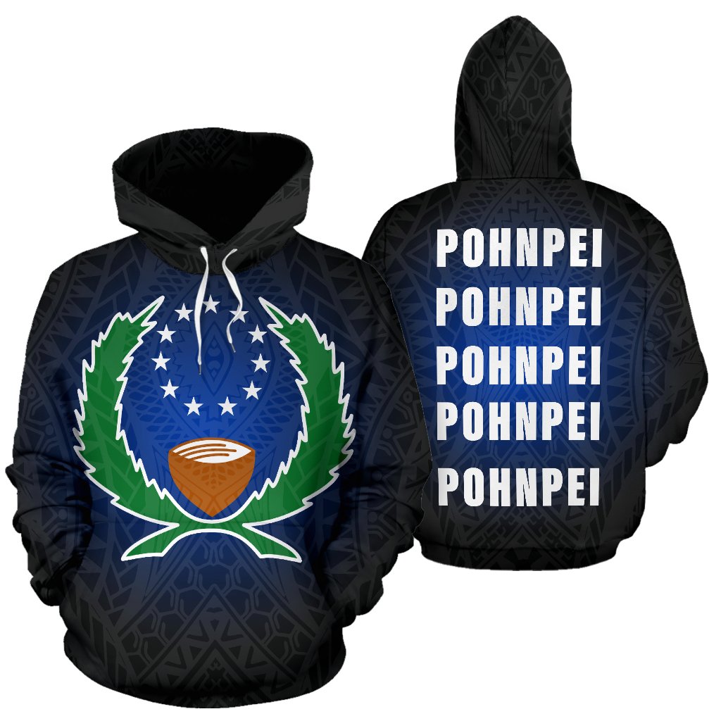 Pohnpei All Over Hoodie Go Pohnpei Style Unisex Black - Polynesian Pride