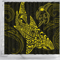 Shark Polynesian Shower Curtain - Polynesian Tattoo Yellow - Polynesian Pride