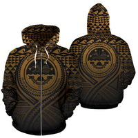 Federated States of Micronesia All Over Zip up Hoodie Lift up Gold Unisex Gold - Polynesian Pride