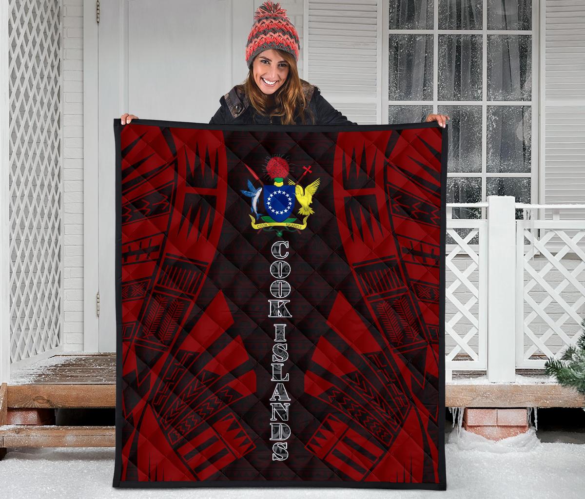 Cook Islands Premium Quilt - Cook Islands Polynesian Red Tattoo - Polynesian Pride