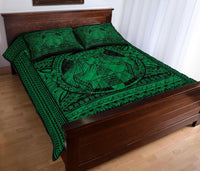 Hawaii Polynesian Pele mauna kea Quilt Bed Set Green - Polynesian Pride