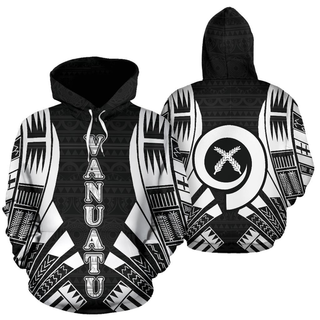 Vanuatu Polynesian Hoodie Black Tattoo Unisex Black - Polynesian Pride