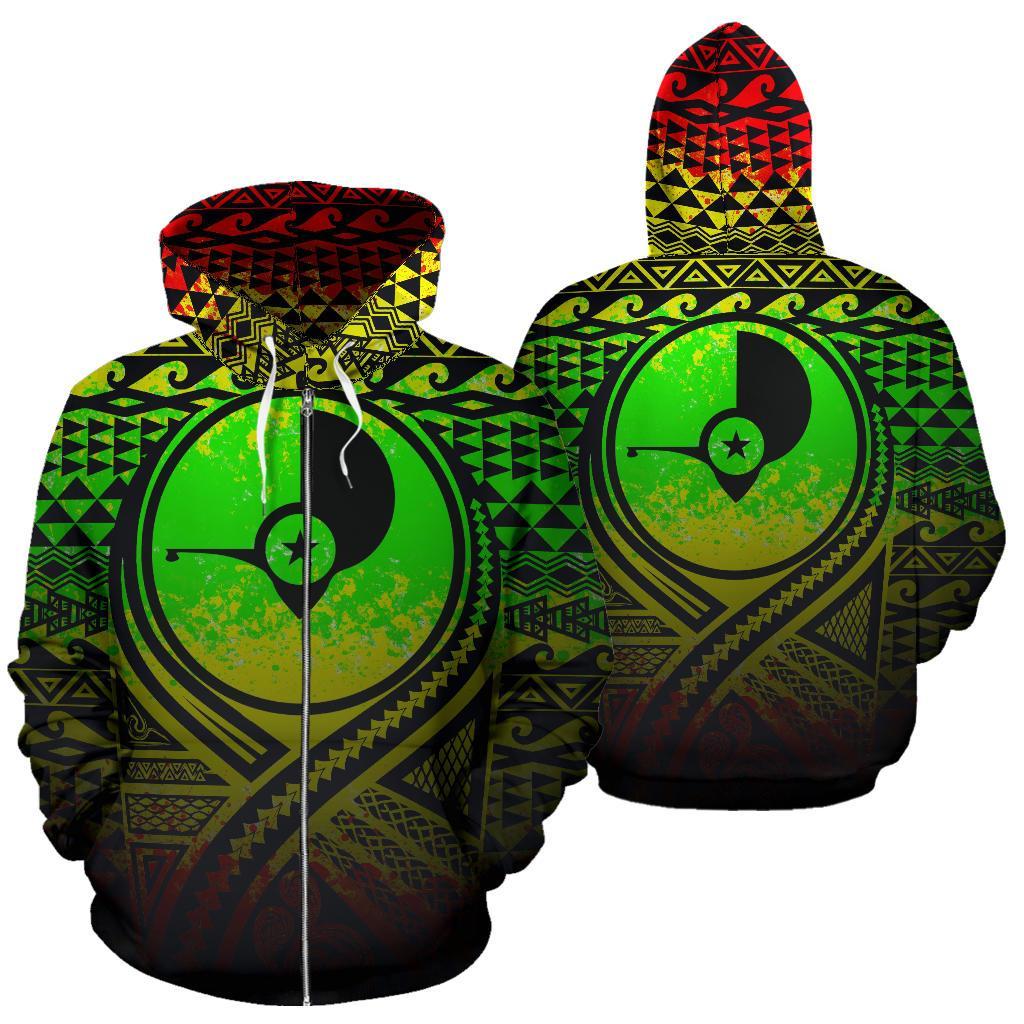 Yap All Over Zip up Hoodie Lift up Reggae Unisex Reggae - Polynesian Pride