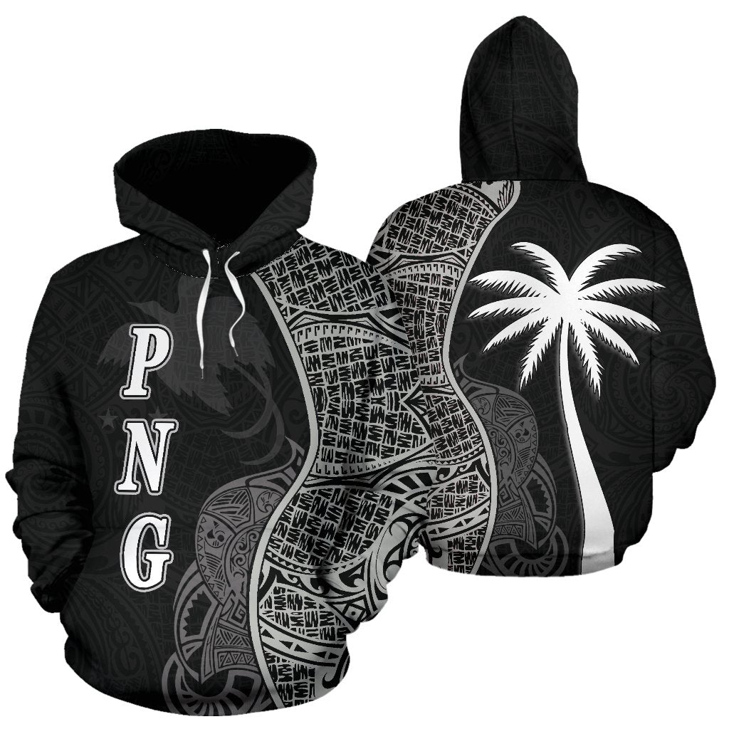Papua New Guinea Polynesian Hoodie Coconut Tree Black Unisex Black - Polynesian Pride