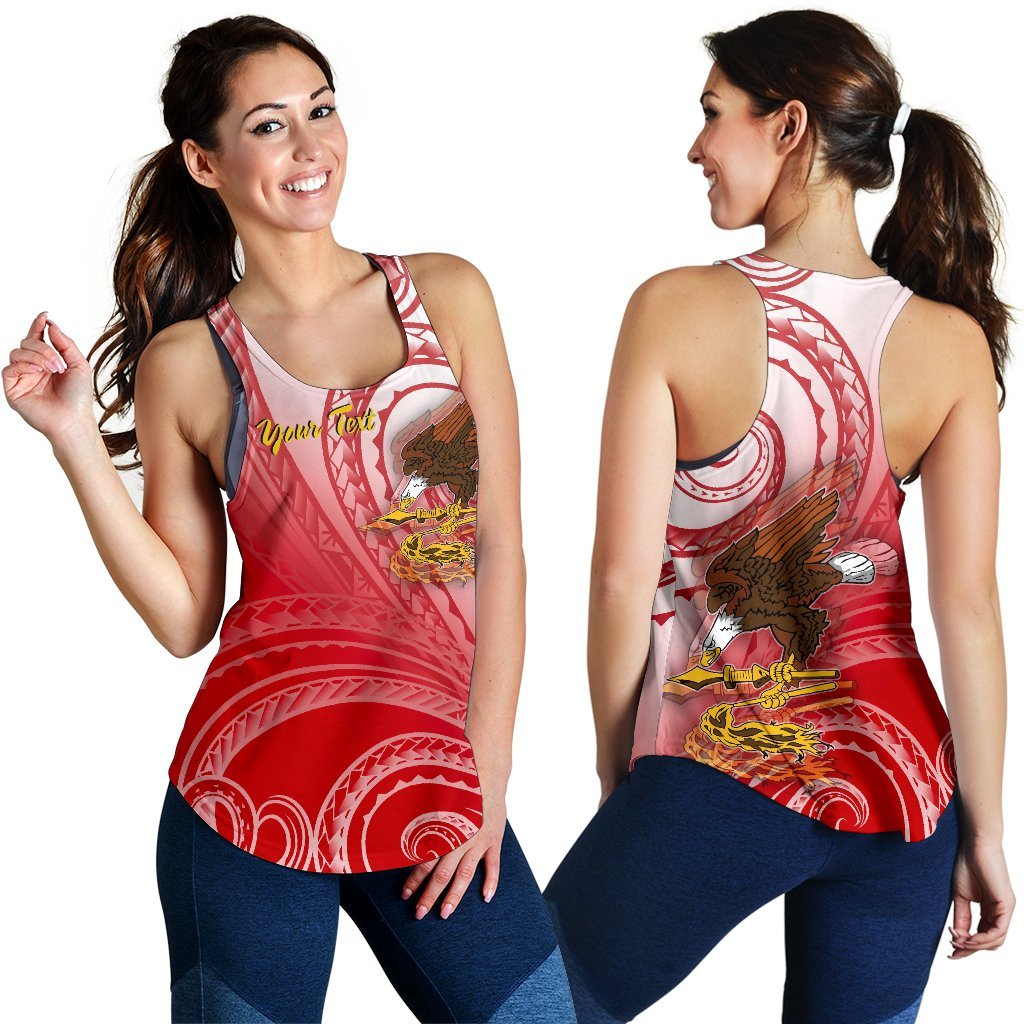 American Samoa Polynesian Custom Personalised Personalized Women's Racerback Tank - Bald Eagle (Red) - Polynesian Pride