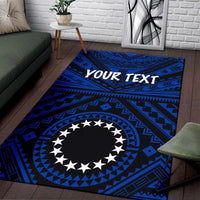 Cook Island Personalised Area Rug Seal With Polynesian Tattoo Style ( Blue) - Polynesian Pride