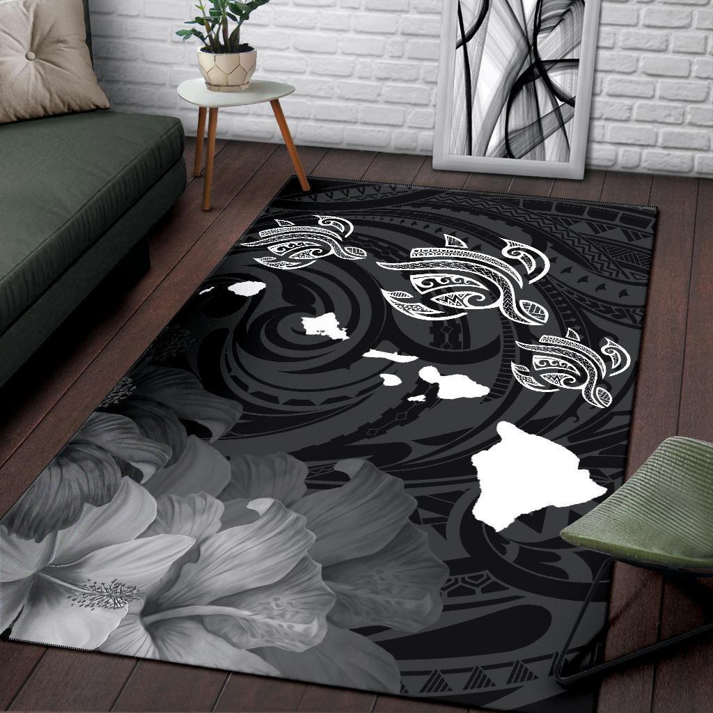 Hawaii Turtle Hibiscus Map Polynesian Area Rug AH - Polynesian Pride