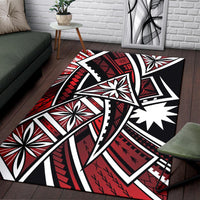 Nauru Area Rug - Tribal Flower Special Pattern Red Color Red - Polynesian Pride
