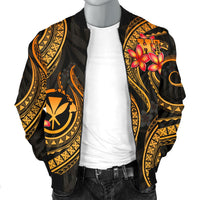 Polynesian Hawaii Men Bomber Jacket - Gold Plumeria - Polynesian Pride