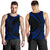 Hawaii Turtle Polynesian Men's Tank Top - Circle Style - Blue AH White - Polynesian Pride