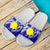 Palau Polynesian Slide Sandals - Tribal Jungle Pattern Blue White - Polynesian Pride