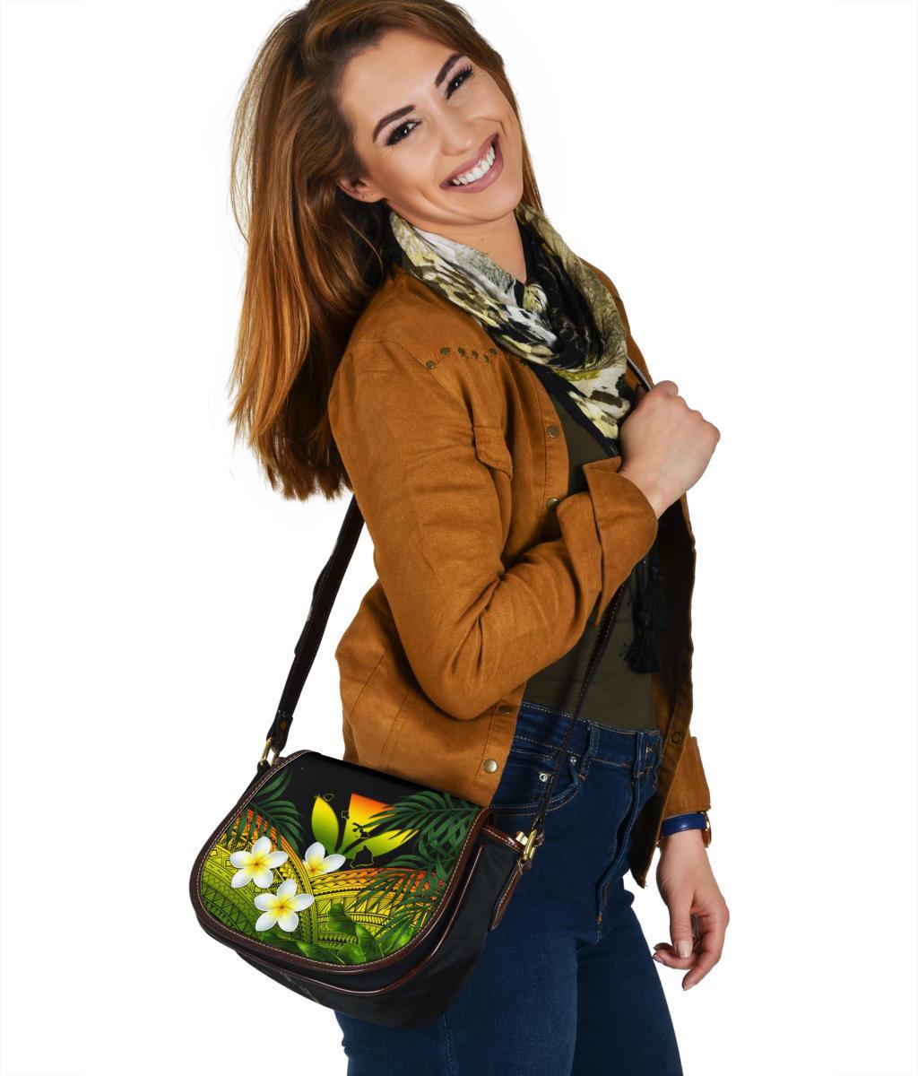 Kanaka Maoli (Hawaiian) Saddle Bag, Polynesian Plumeria Banana Leaves Reggae - Polynesian Pride