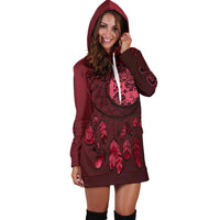 Tonga Hoodie Dress - Tonga Coat Of Arms Dreamcatcher Red Version - Polynesian Pride