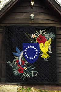 Cook Islands Hibiscus Coat Of Arms Premium Quilt - Polynesian Pride