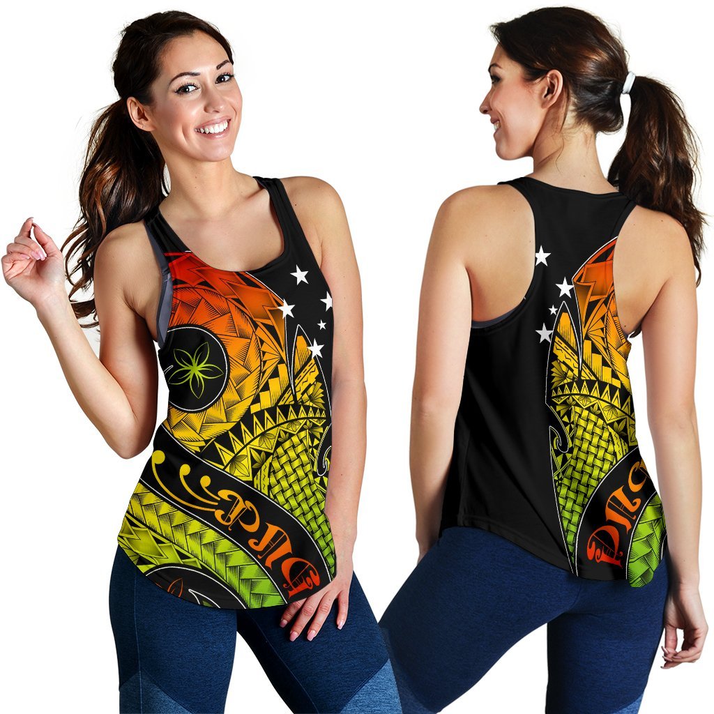Papua New Guinea Women's Racerback Tank - PNG Bird And Polynesian Decorative Pattern - Polynesian Pride