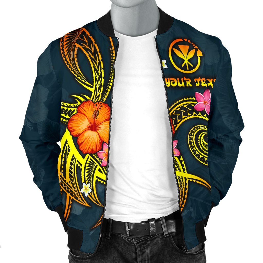 Polynesian Hawaii Personalised Men's Bomber Jacket - Legend of Kanaka Maoli (Blue) - Polynesian Pride
