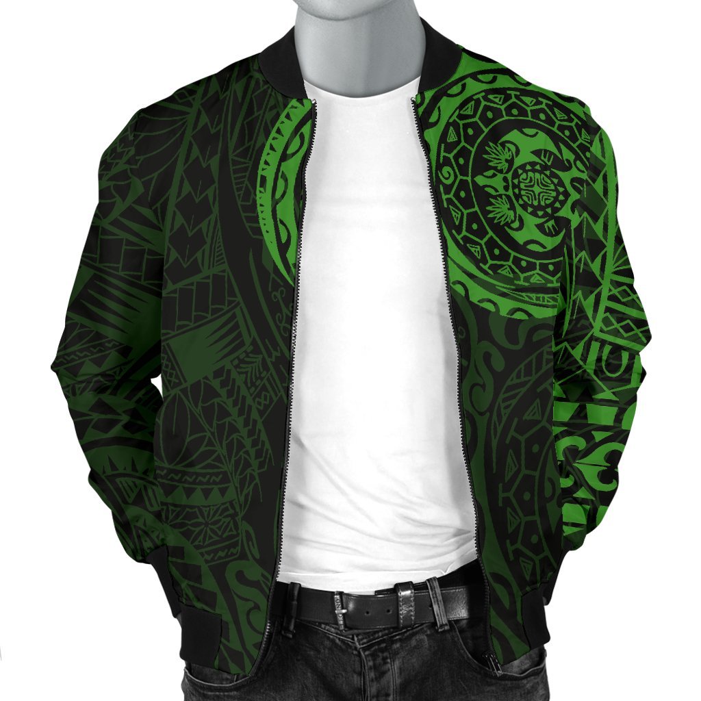Polynesian Tattoo Style Men's Bomber Jacket Green - Polynesian Pride