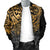 Tahiti Polynesian Men Bomber Jacket - Gold Turtle Hibiscus Flowing - Polynesian Pride