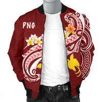 Papua New Guinea Men's Bomber Jacket - PNG Seal Polynesian Patterns Plumeria - Polynesian Pride
