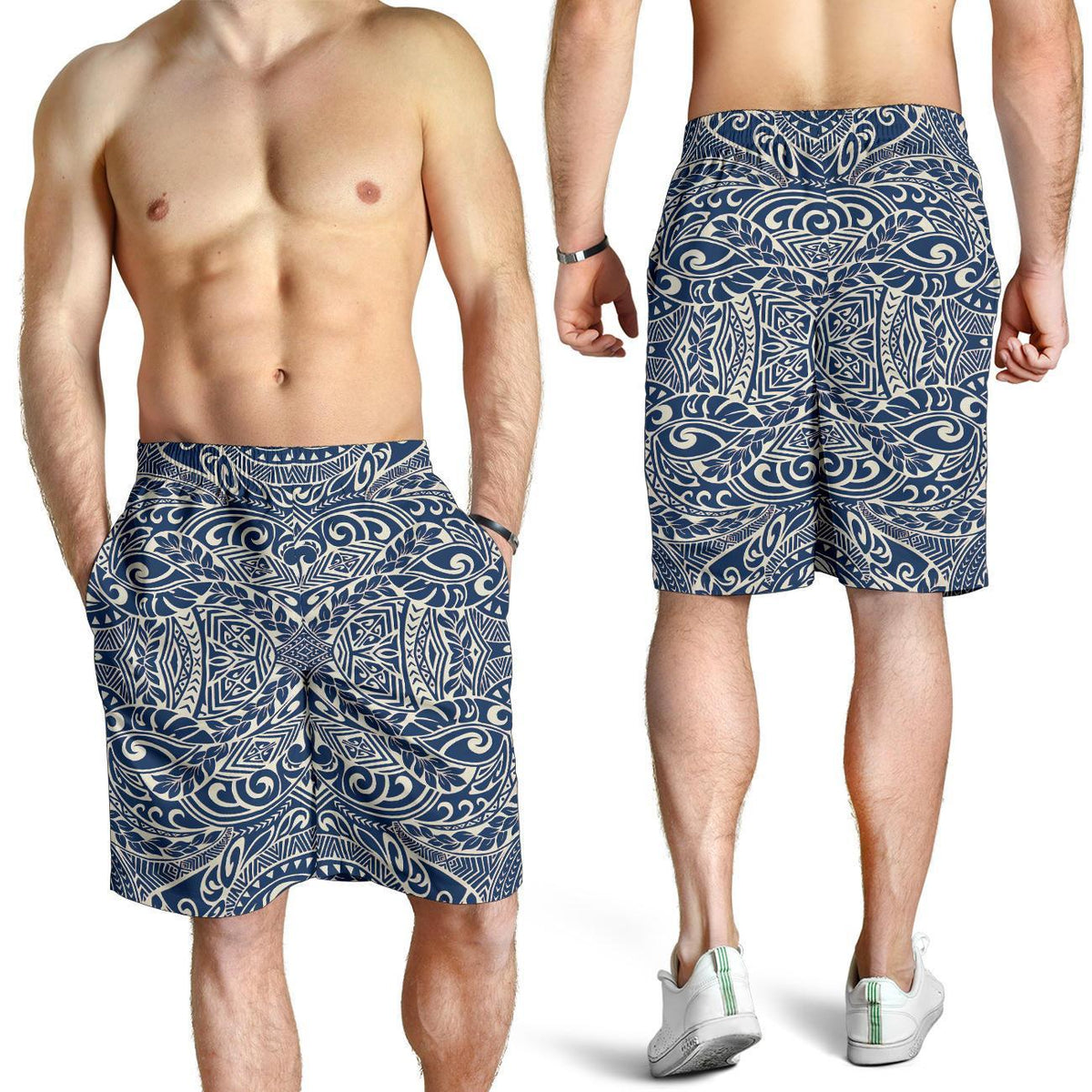 Polynesian Culture Blue White Men's Short - Polynesian Pride