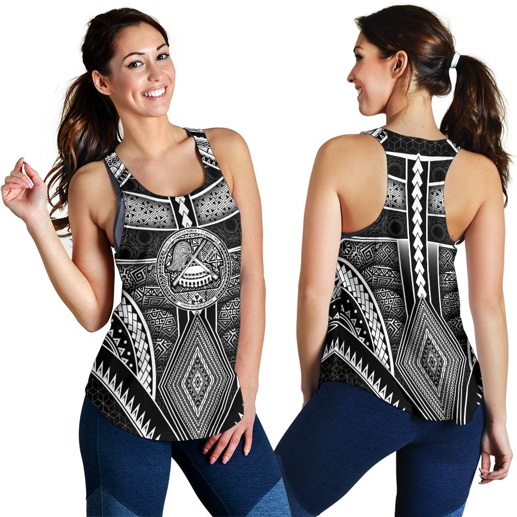 Polynesian Racerback Tanks - American Samoa Coat Of Arm With Poly Patterns - Polynesian Pride