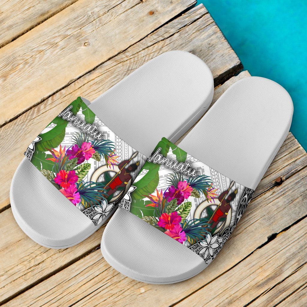 Vanuatu Slide Sandals - Turtle Plumeria Banana Leaf - Polynesian Pride