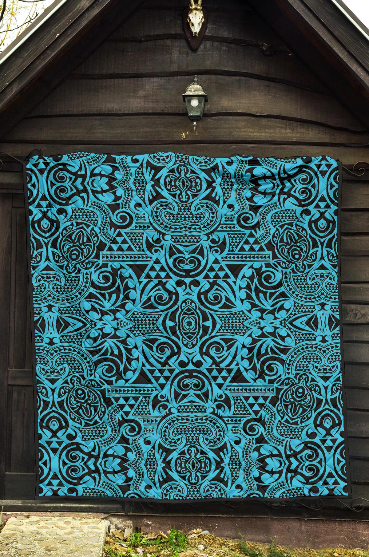 Polynesian Premium Quilt Grown Blue White - Polynesian Pride