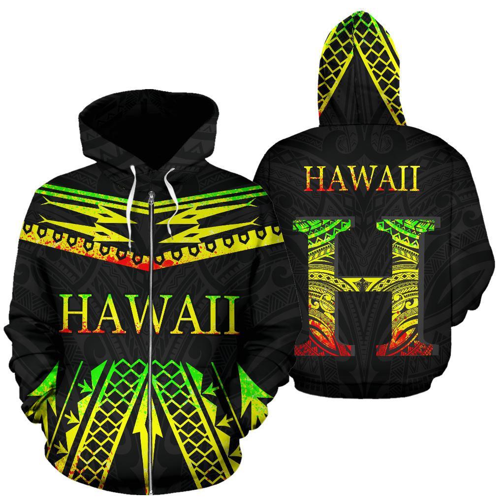 Hawaii Polynesia All Over Zip Hoodie Unisex Reggae - Polynesian Pride