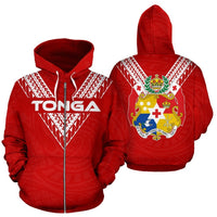 Tonga Polynesian All Over Zip up Hoodie Unisex White - Polynesian Pride