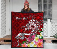 Samoa Custom Personalised Premium Quilt - Turtle Plumeria (Red) - Polynesian Pride