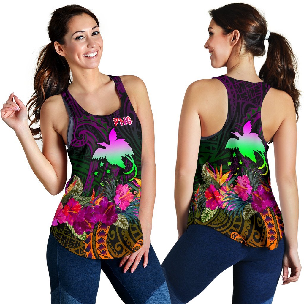 Papua New Guinea Women's Racerback Tank - Summer Hibiscus - Polynesian Pride