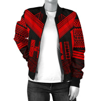 Hawaiian Kanaka Polynesian Women's Bomber Jacket Active Red - Polynesian Pride