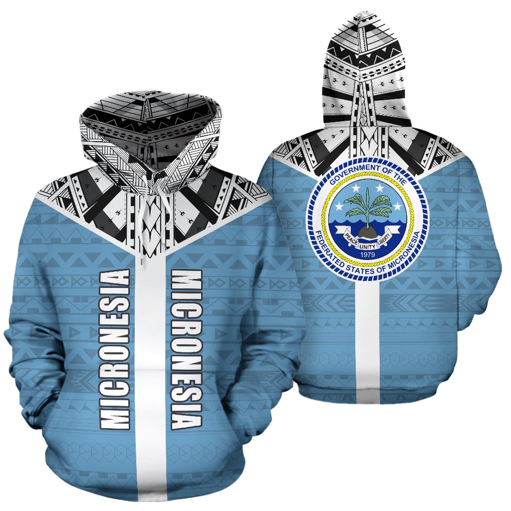 Federated States of Micronesia All Over Hoodie Micronesian Homeland Unisex Blue - Polynesian Pride
