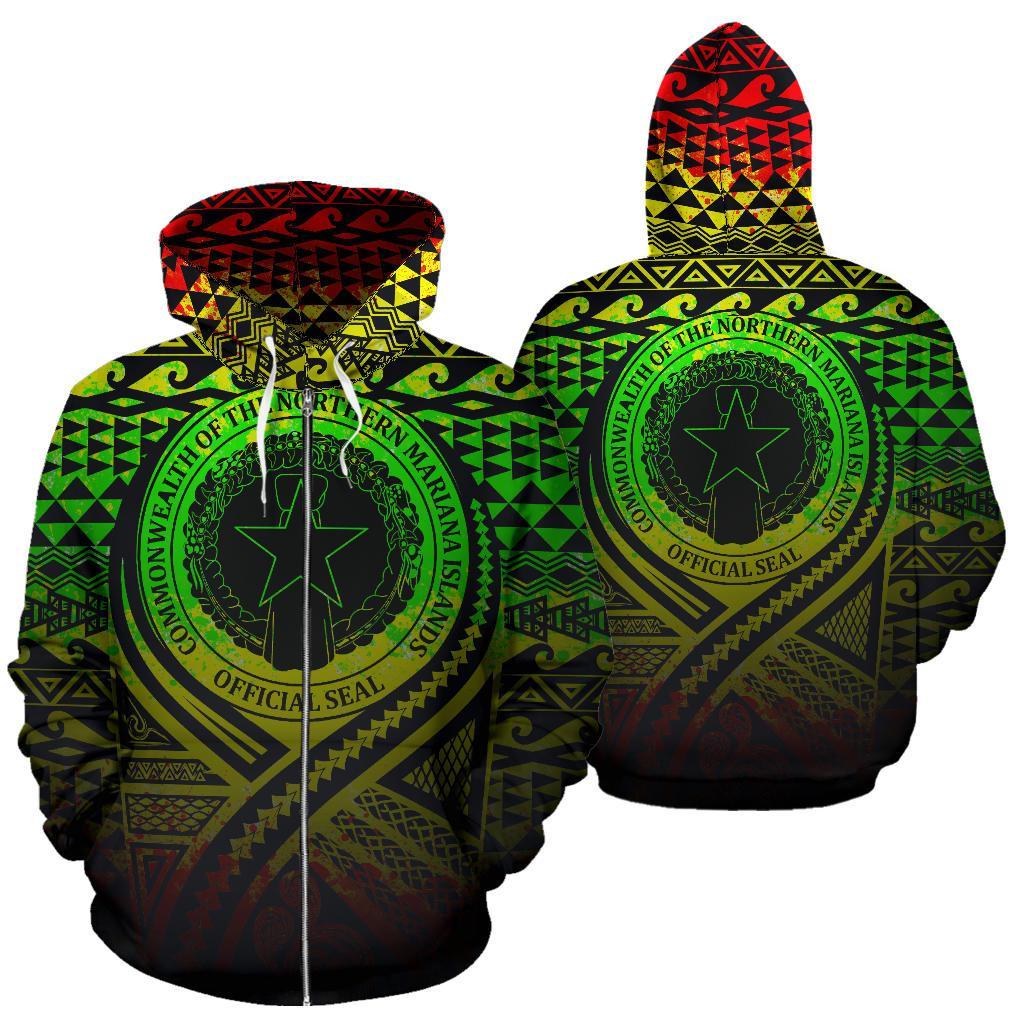 Northern Mariana Islands All Over Zip up Hoodie Lift up Reggae Unisex Reggae - Polynesian Pride