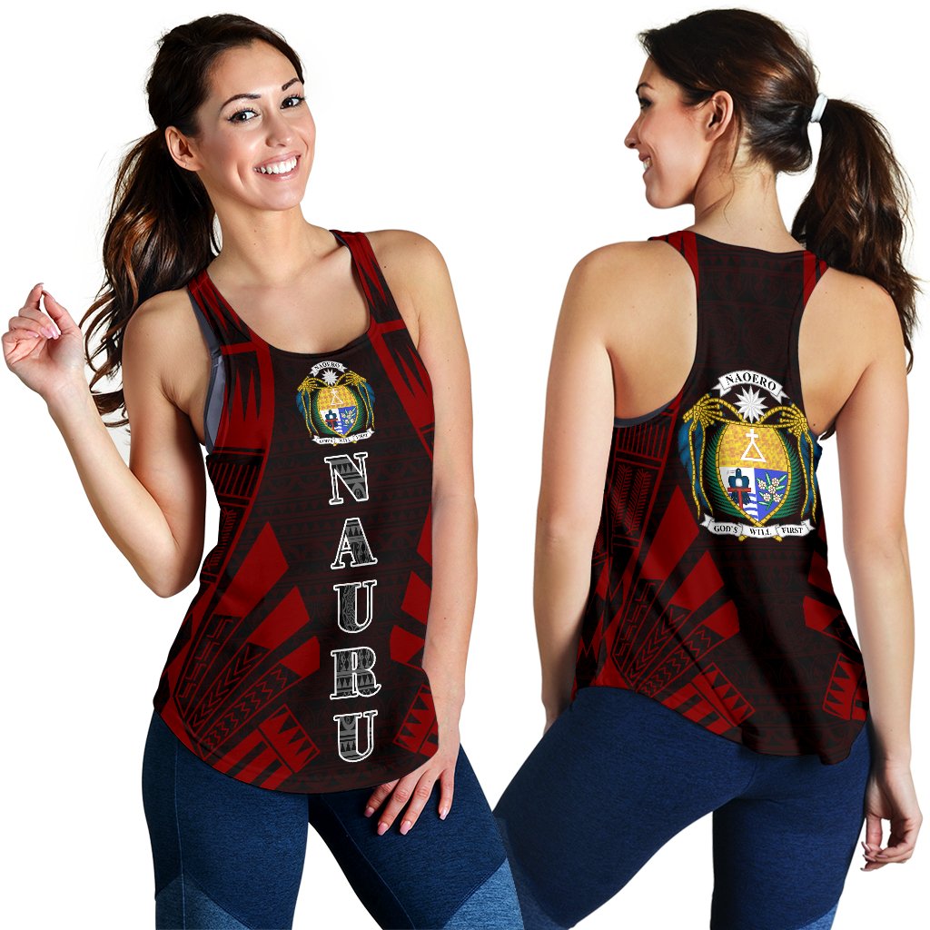 Nauru Women Racerback Tank - Polynesian Tattoo Red - Polynesian Pride