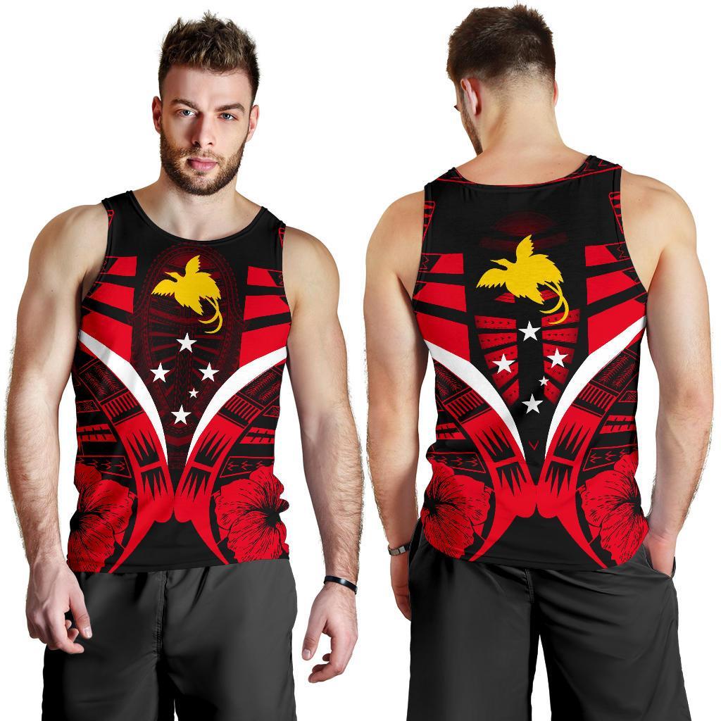 Papua New Guinea Tattoo Men Tank Top Hibiscus K9 - Polynesian Pride