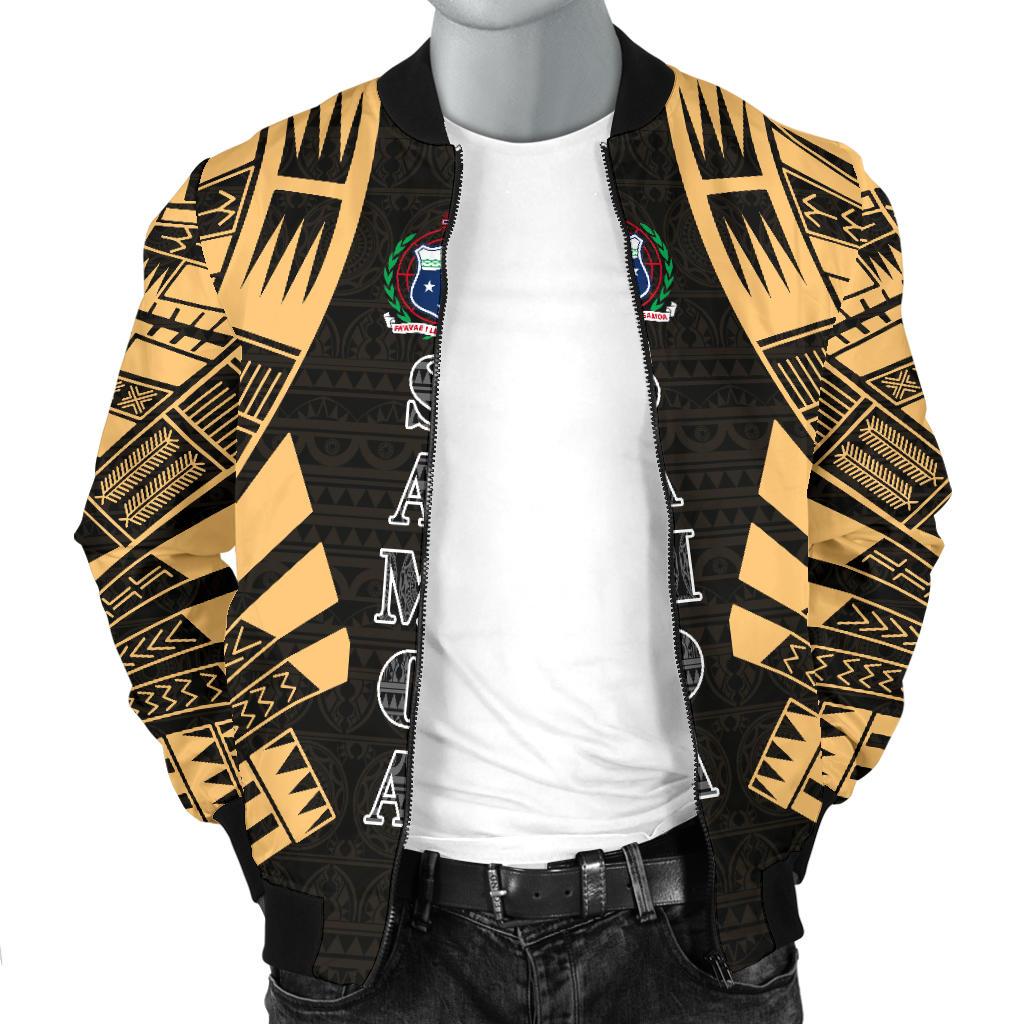Samoa Men Bomber Jackets - Polynesian Tattoo Gold - Polynesian Pride