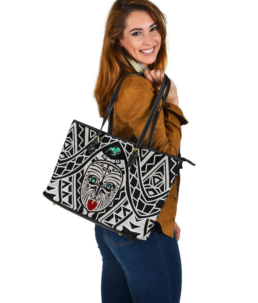 Integrity Maori Ta Moko Large Leather Tote Kiwi and Paua - Polynesian Pride