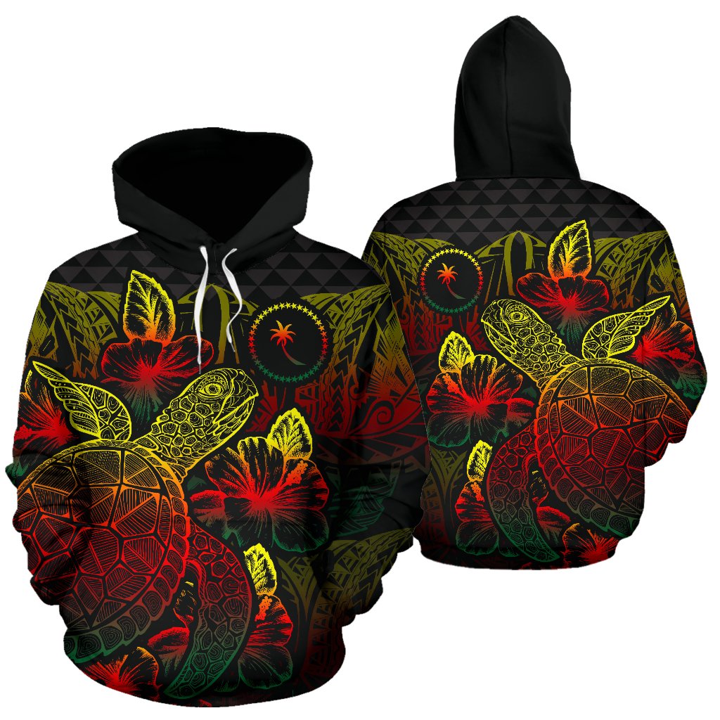 Chuuk Polynesian Hoodie Turtle Hibiscus Reggae Unisex Reggae - Polynesian Pride