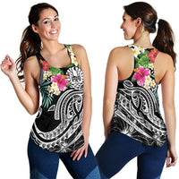 Tahiti Polynesian Women's Racerback Tank - Summer Plumeria (Black) - Polynesian Pride