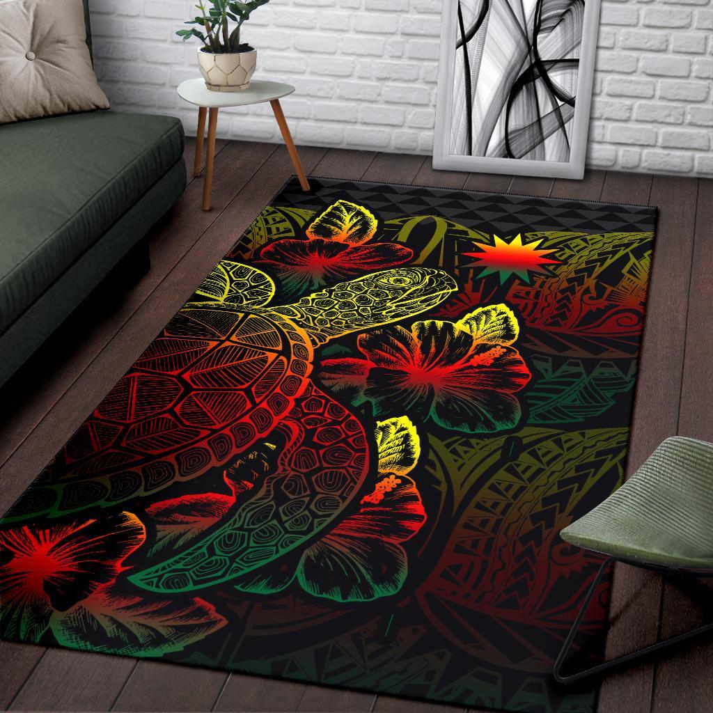 Nauru Area Rugs Turtle Hibiscus Reggae - Polynesian Pride