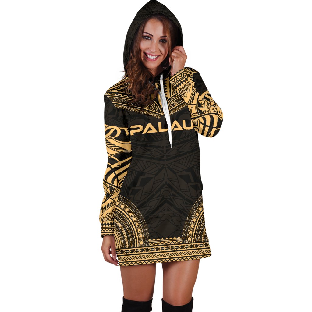 Palau Women's Hoodie Dress - Polynesian Gold Chief - Polynesian Pride