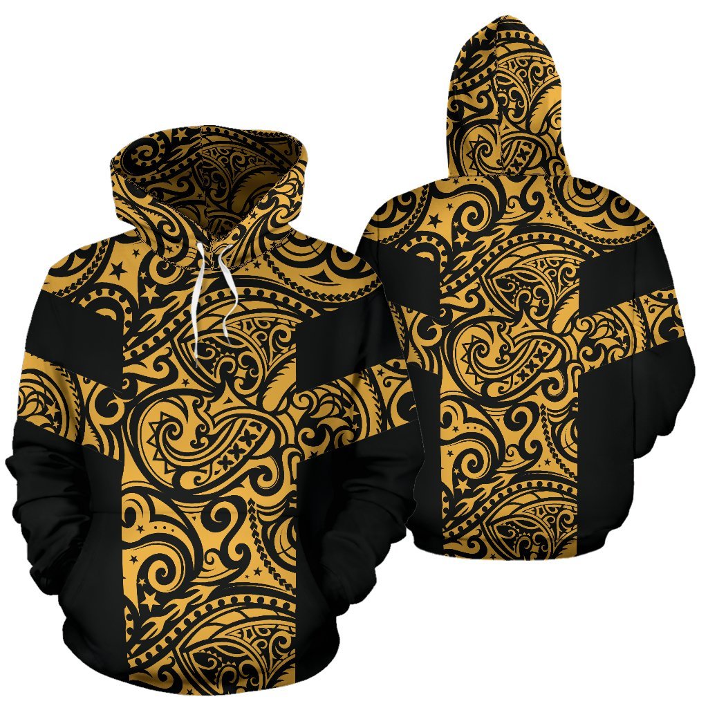 Hoodie Polynesian Tattoo Style Gold Unisex Gold - Polynesian Pride