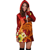 Guam Personalised Custom Women's Hoodie Dress - Tribal Tuna Fish - Polynesian Pride