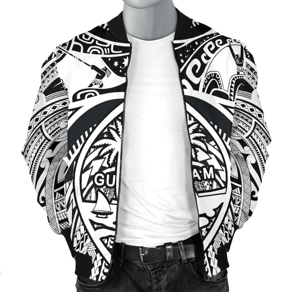 Polynesian Men's Bomber Jackets - Guam Flag, Seal with Maui Moana Tattoo - Polynesian Pride