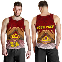 Hawaii Mauna Kea Custom Personalised Men's Tank Top - Hand Sign Symbol - Polynesian Pride