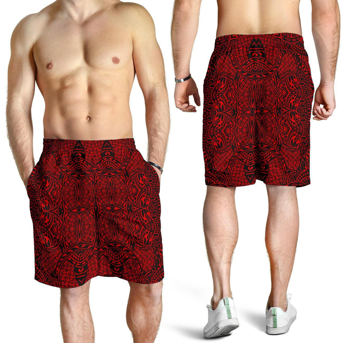 Polynesian Lauhala Mix Red Men's Short - Polynesian Pride