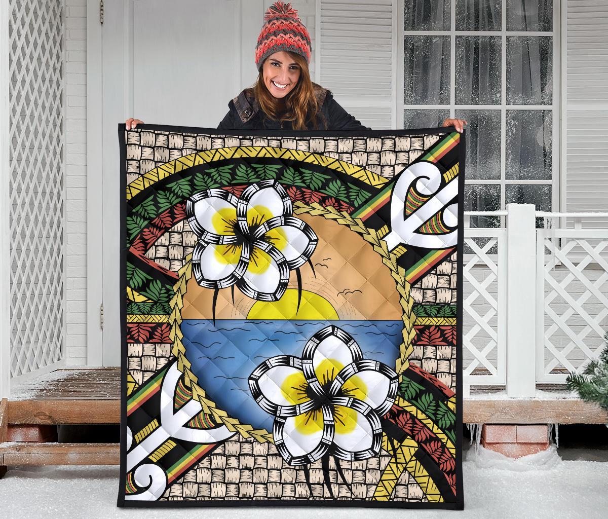 Hawaii Plumeria Pattern Limited Premium Quilt - Polynesian Pride