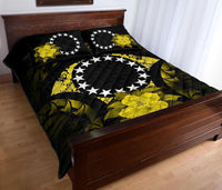 Cook Islands Polynesian Quilt Bed Set Hibiscus Yellow - Polynesian Pride