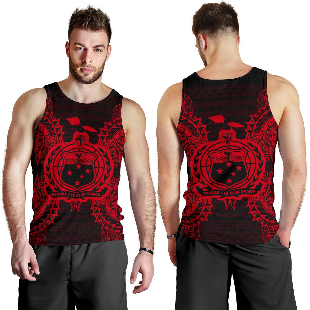 Samoa Polynesian Men Tank Top Map Red - Polynesian Pride